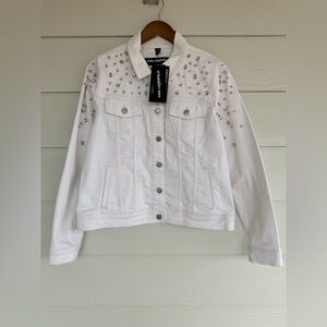 Karl Lagerfeld White Studded Jean Jacket